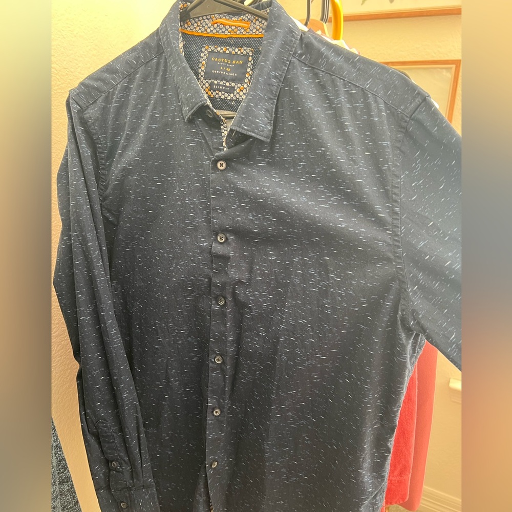 Men’s long sleeve button down | Cactus Man | Large dark blue never worn
